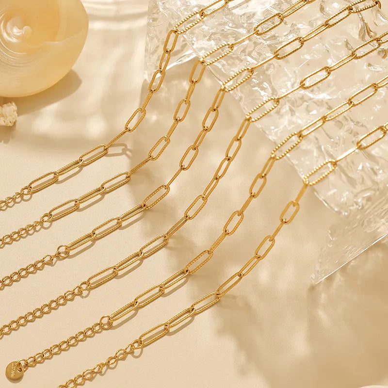 Gold Stainless Steel Geometric Chain Bracelet