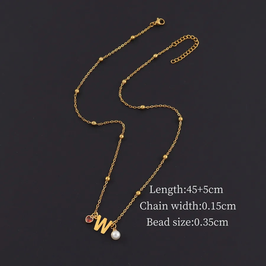 18K Gold Plated Heart & Letter Pendant Necklace Gold W