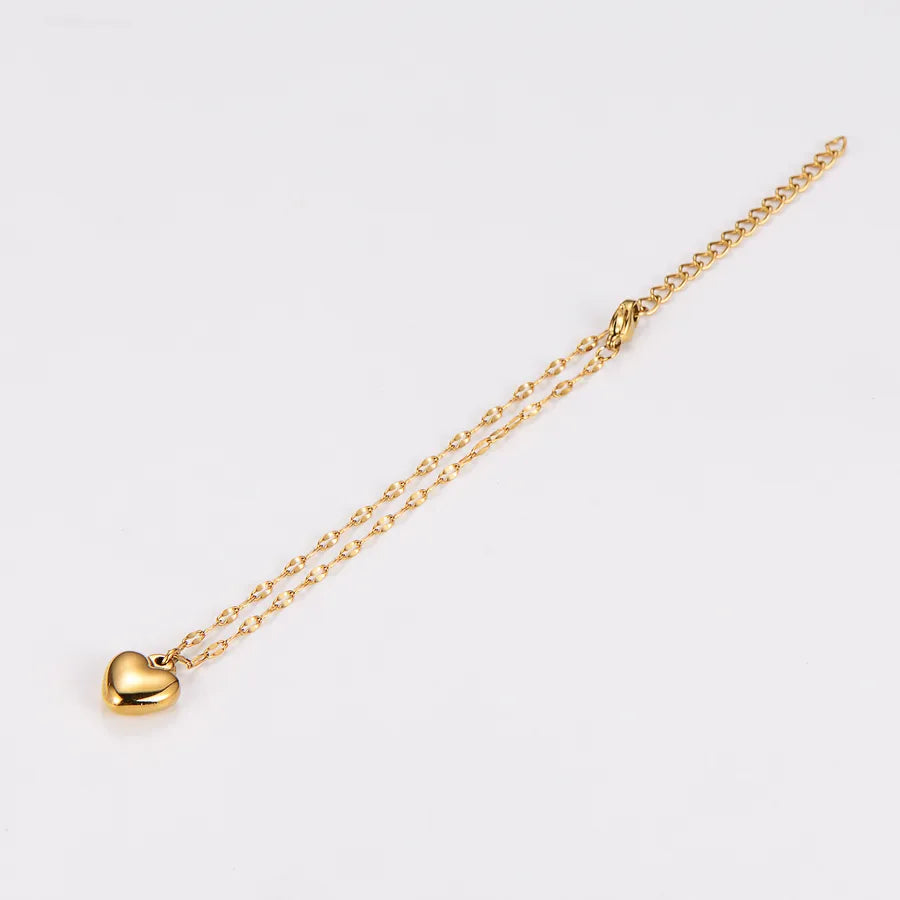 18K Gold Heart Vintage Stainless Steel Bracelet