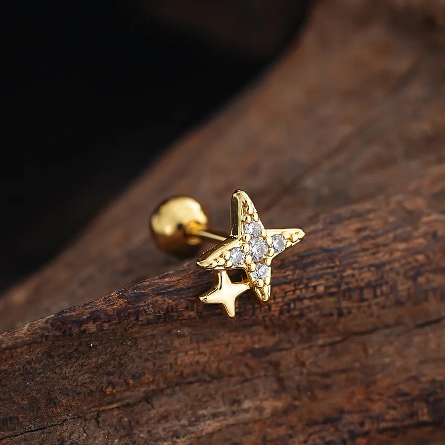 Stainless Steel Zirconia Stud Earrings 3444 Gold Ear Studs