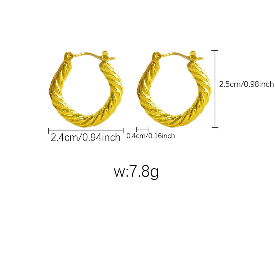 Elegant Gold Titanium Steel Hoop Earrings Gold Earrings 111