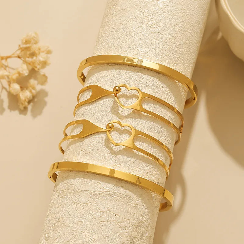 Gold Plated Stainless Steel Hollow Bangle Bracelet