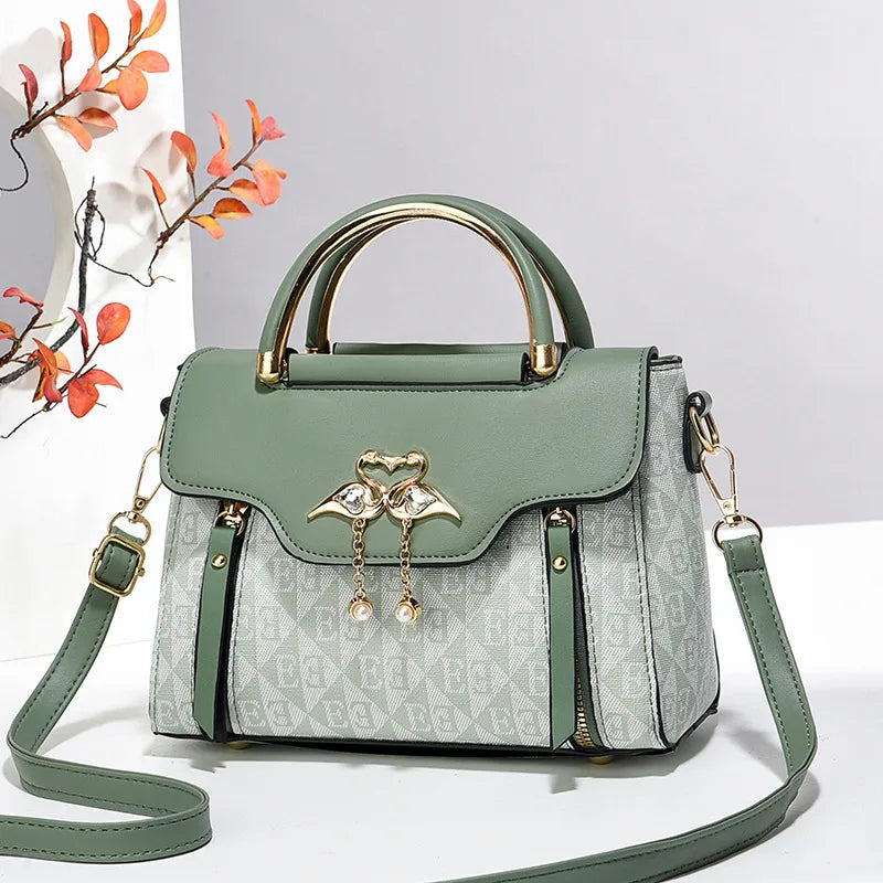 Multicolor Square Crossbody Shoulder Bag Green