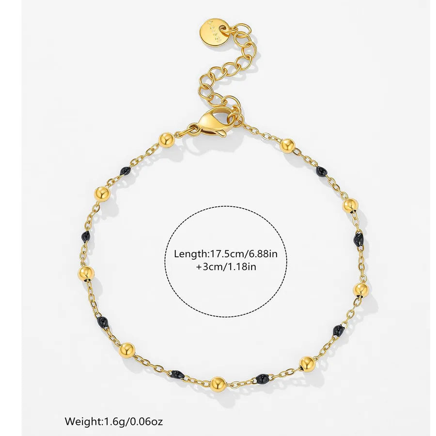 14K Gold Plated Stainless Steel Beaded Bracelet