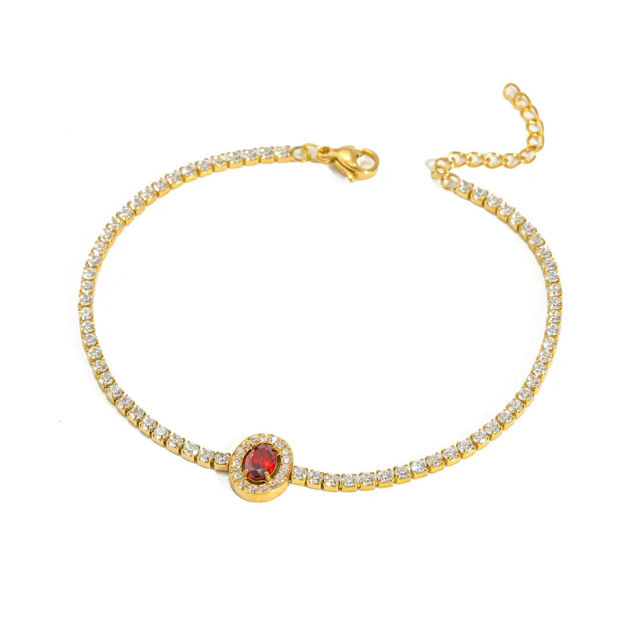 Gold Plated Stainless Steel Zircon Women's Bracelet 5-Length 16+3CM