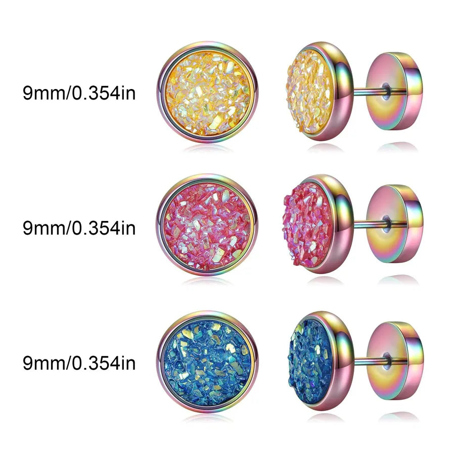 Harajuku Geometric Stainless Steel Earrings Set 3 Piece Set 9mm