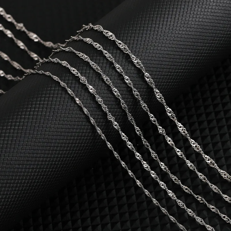 Stainless Steel Water Wave Chain Necklace