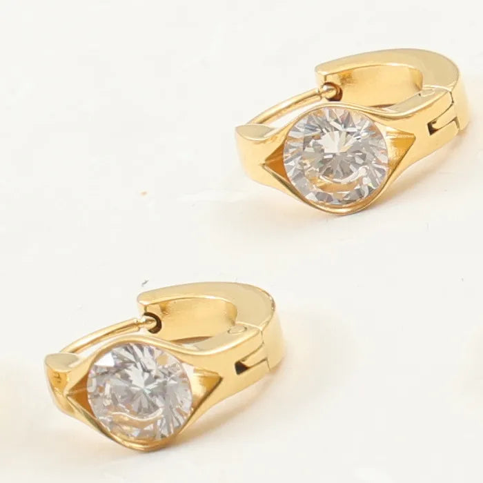 18K Gold Zircon Drop Earrings for Women Average Size Gold 3