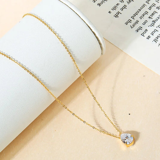 Waterdrop Zirconia Pendant Necklace – Gold Plated