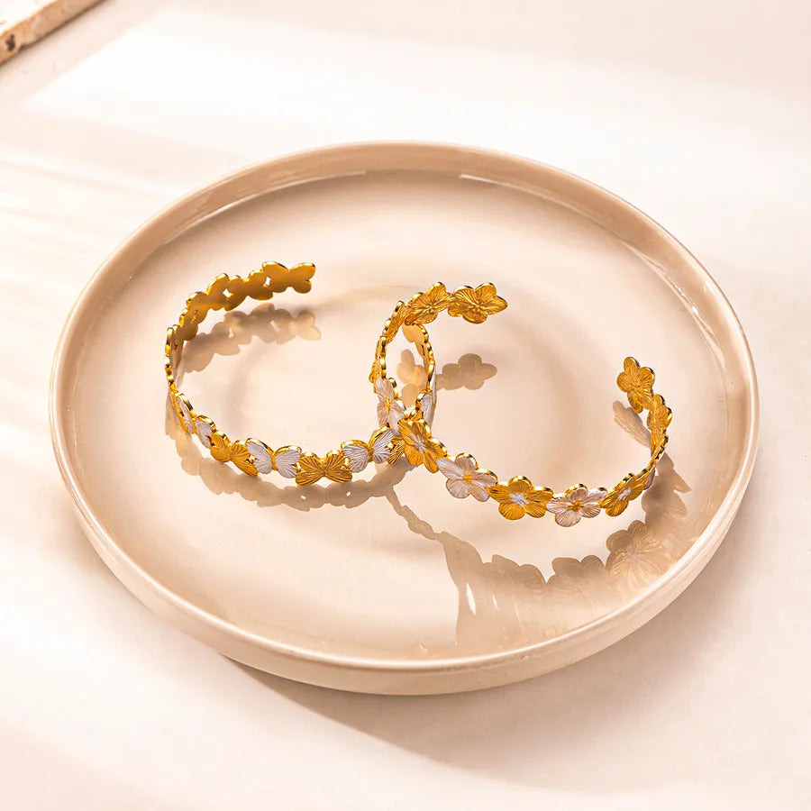 Gold Plated Stainless Steel Flower Bracelet