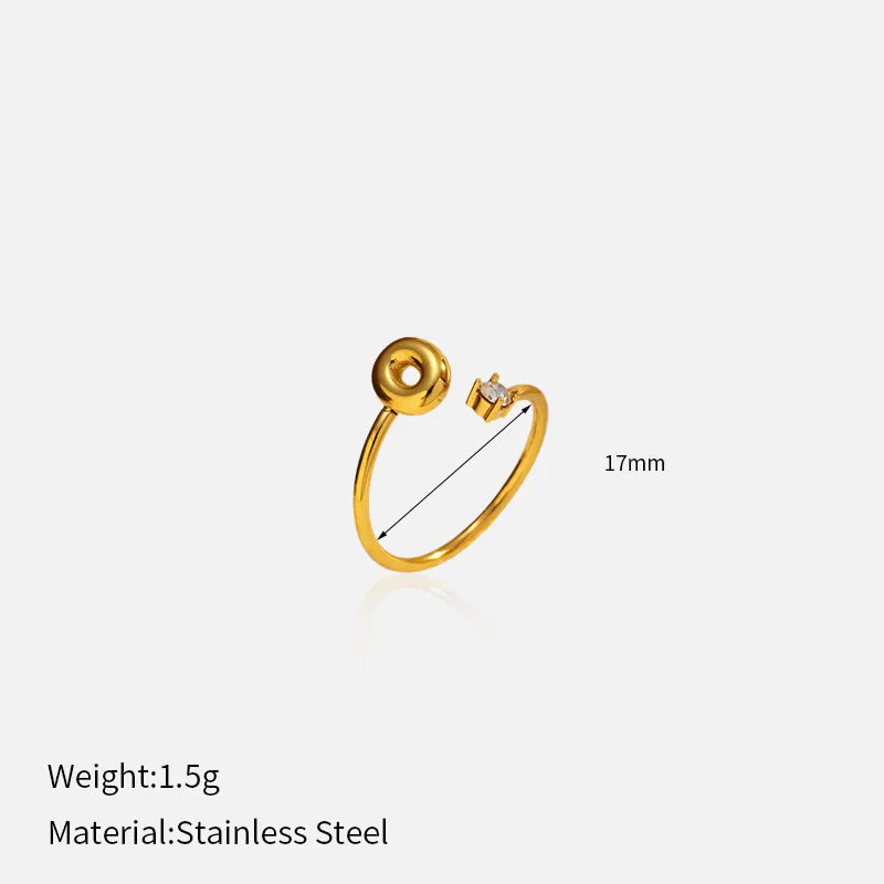 Gold Plated Adjustable Letter Ring for Women YHTSR-250708 (letter O)