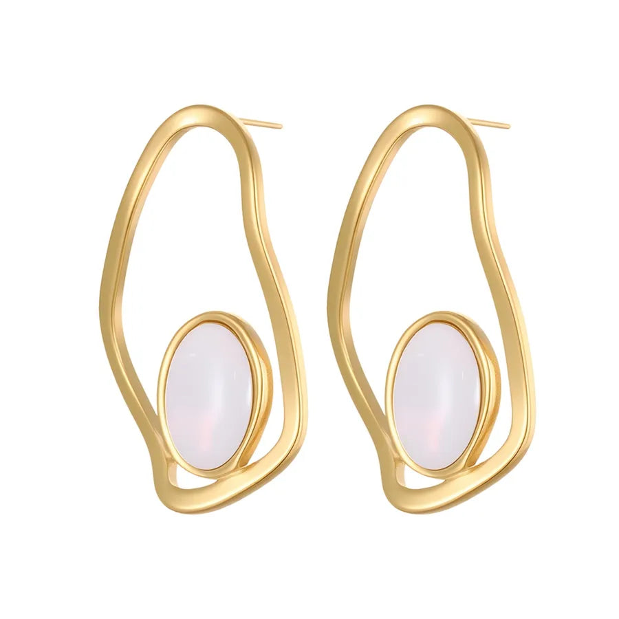 18K Gold Plated Irregular Mother-of-Pearl Earrings