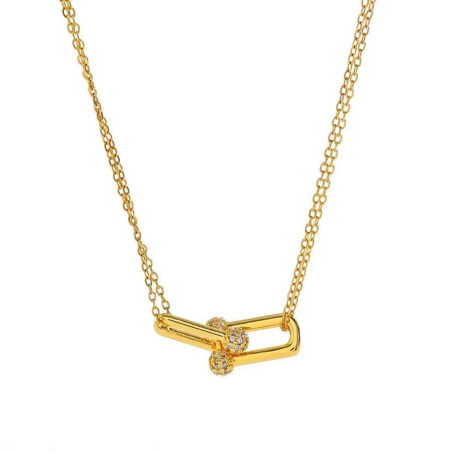 18K Gold Plated U-Shaped Zircon Necklace