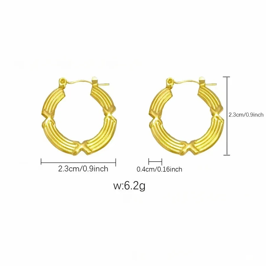 Elegant Gold Titanium Steel Hoop Earrings Gold Earrings 11
