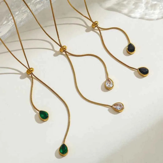 18K Gold Plated Teardrop Stainless Steel Necklace