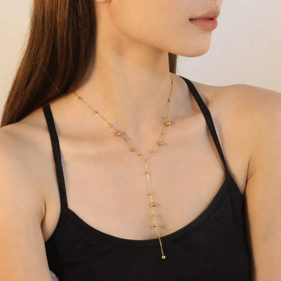 Gold Plated Geometric Tassel Y-Necklace