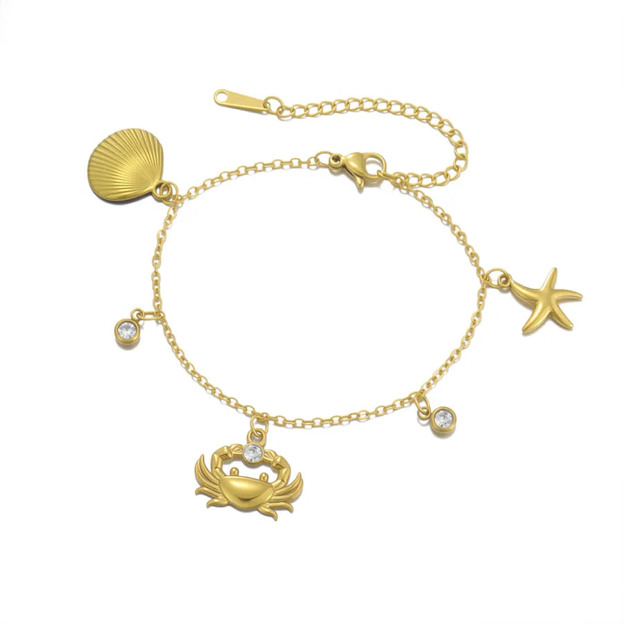 Ocean Starfish Charm Bracelet – Gold & Zircon