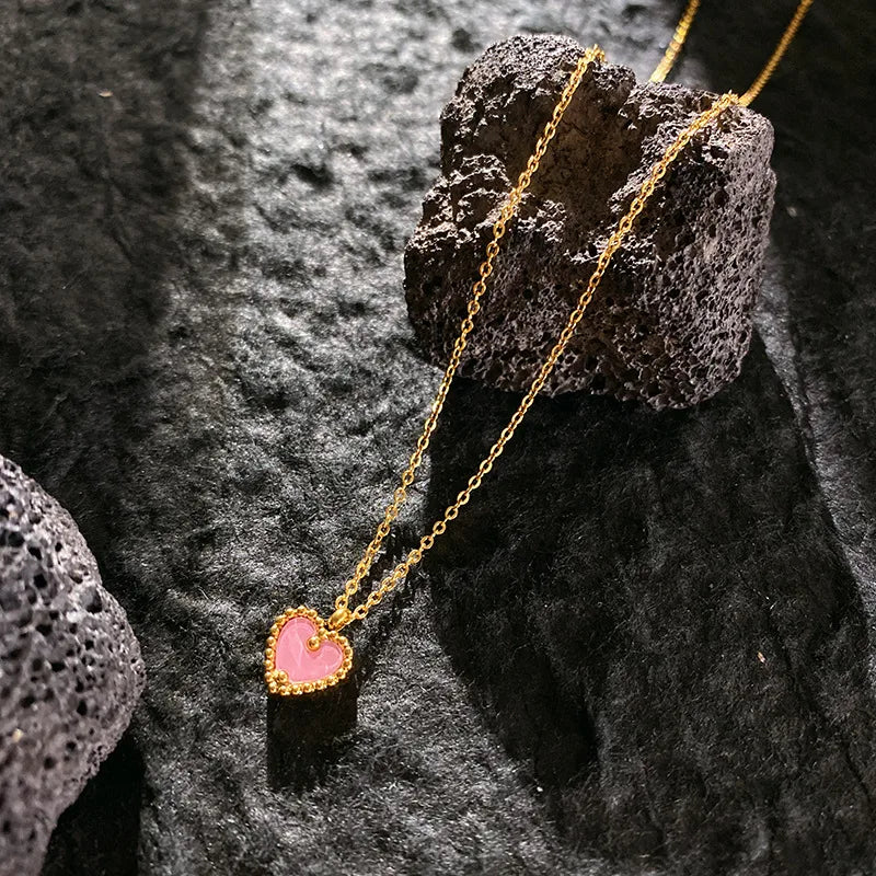 Pink Mini Heart Pendant Necklace for Women