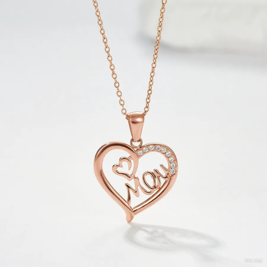 Titanium Steel Heart Necklace with Rose Detail N0455R Rose Gold MM Love Model