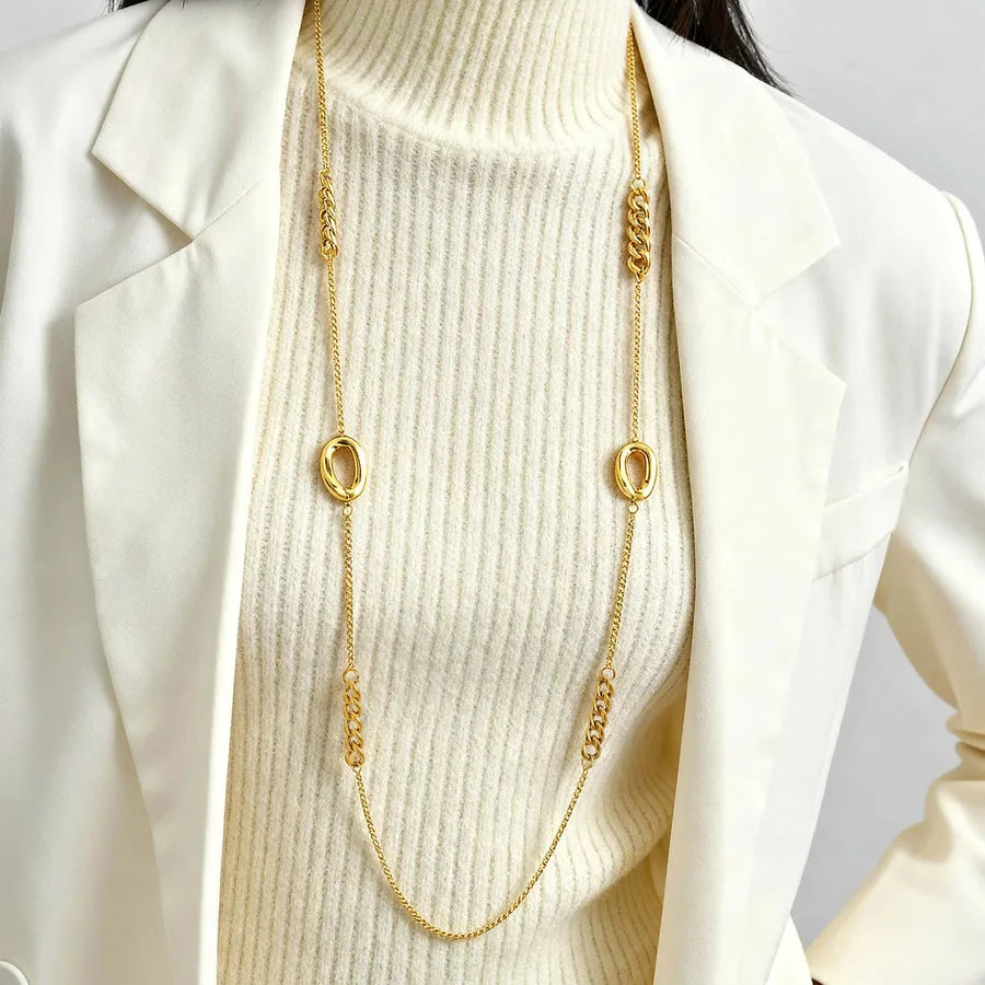 Geometric Stainless Steel Beaded Necklace