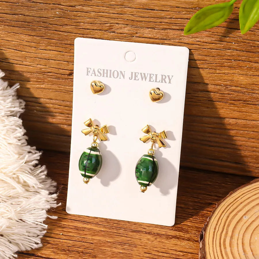 Hand-Painted Ceramic Rugby Earrings