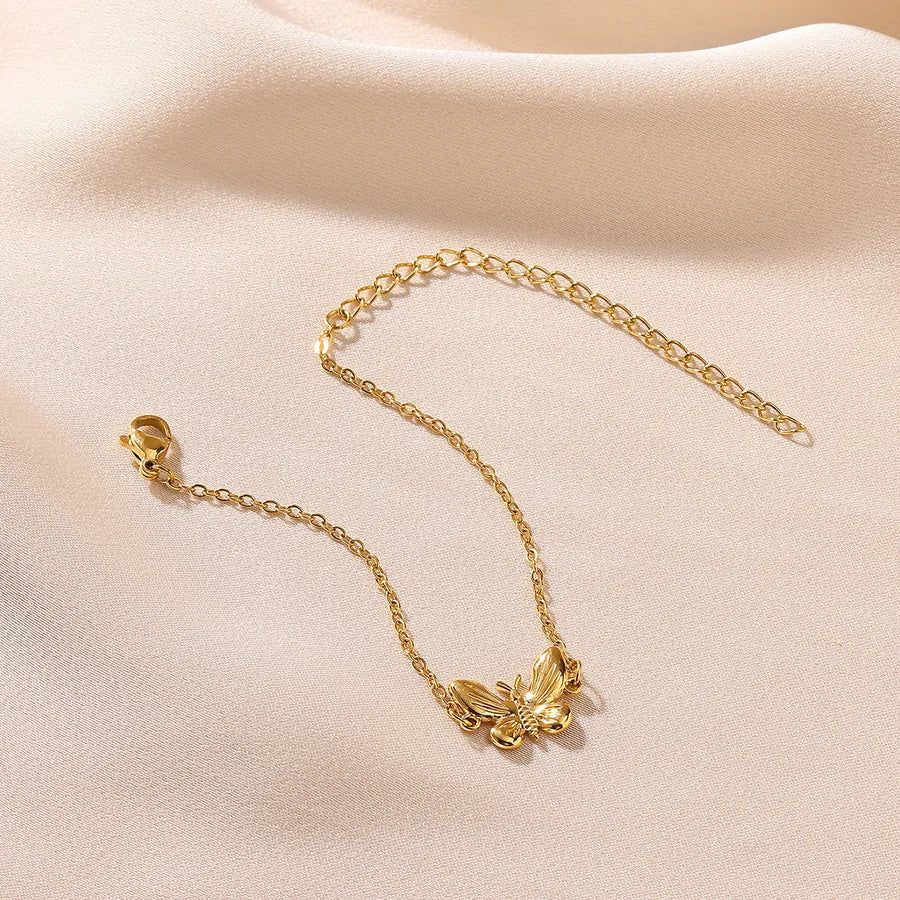 Gold Plated Butterfly Zirconia Bracelet
