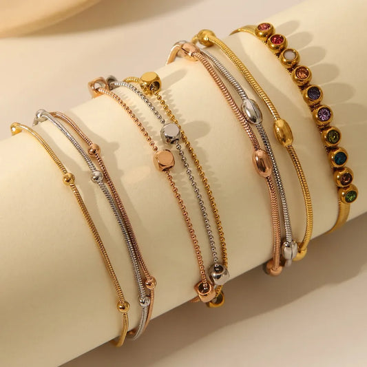 Gold Heart Double Ring Bracelet for Women