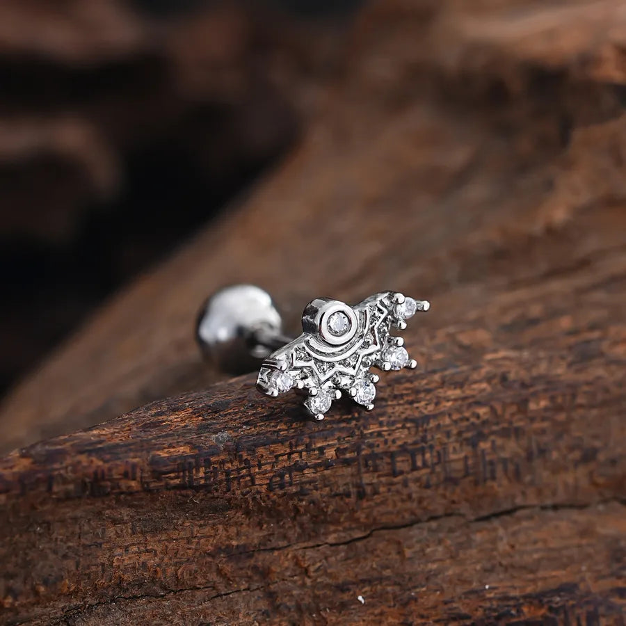 Stainless Steel Zirconia Stud Earrings 3443 Silver Ear Studs