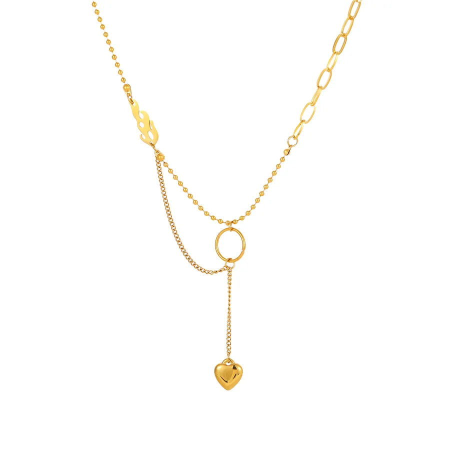 Double Layer Gold Heart Pendant Necklace
