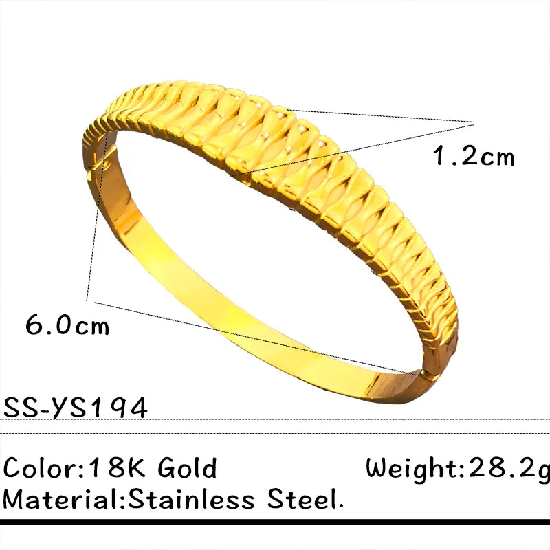 Gold Stainless Steel Bamboo Cuff Bracelet