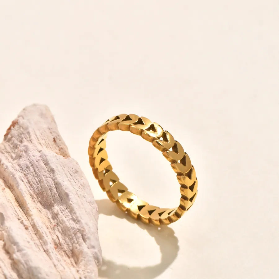 Gold Plated Geometric Wave Stainless Steel Ring Gold 2