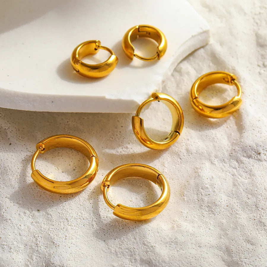 18K Gold Plated Geometric Round Stud Earrings