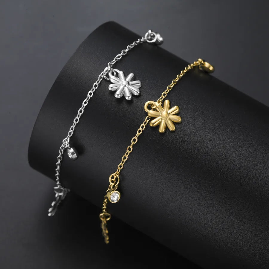 Sakura Zirconia Gold Stainless Steel Bracelet
