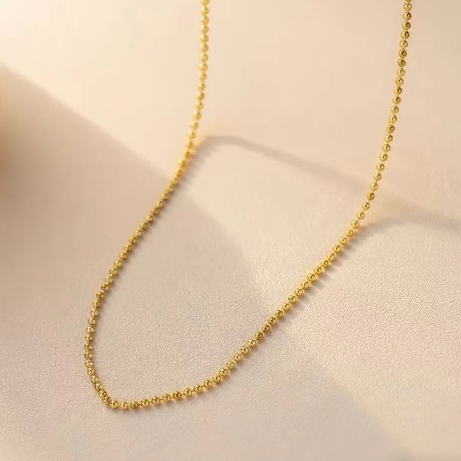 Women's Titanium Steel Box Chain Pendant Necklace Bead Chain-Necklace- Gold