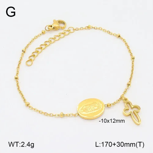 Vintage Gold Cross Stainless Steel Bracelet