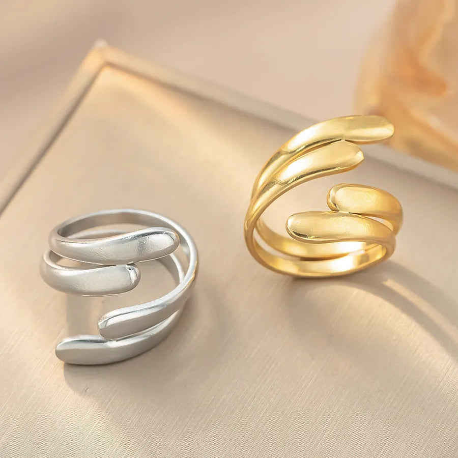 18K Gold Titanium Steel Geometric Open Ring