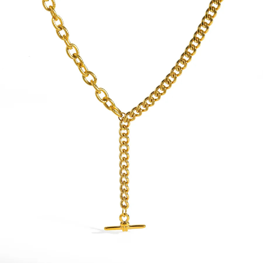 18K Gold Plated Geometric Stainless Steel Necklace 1-40 5cm Long