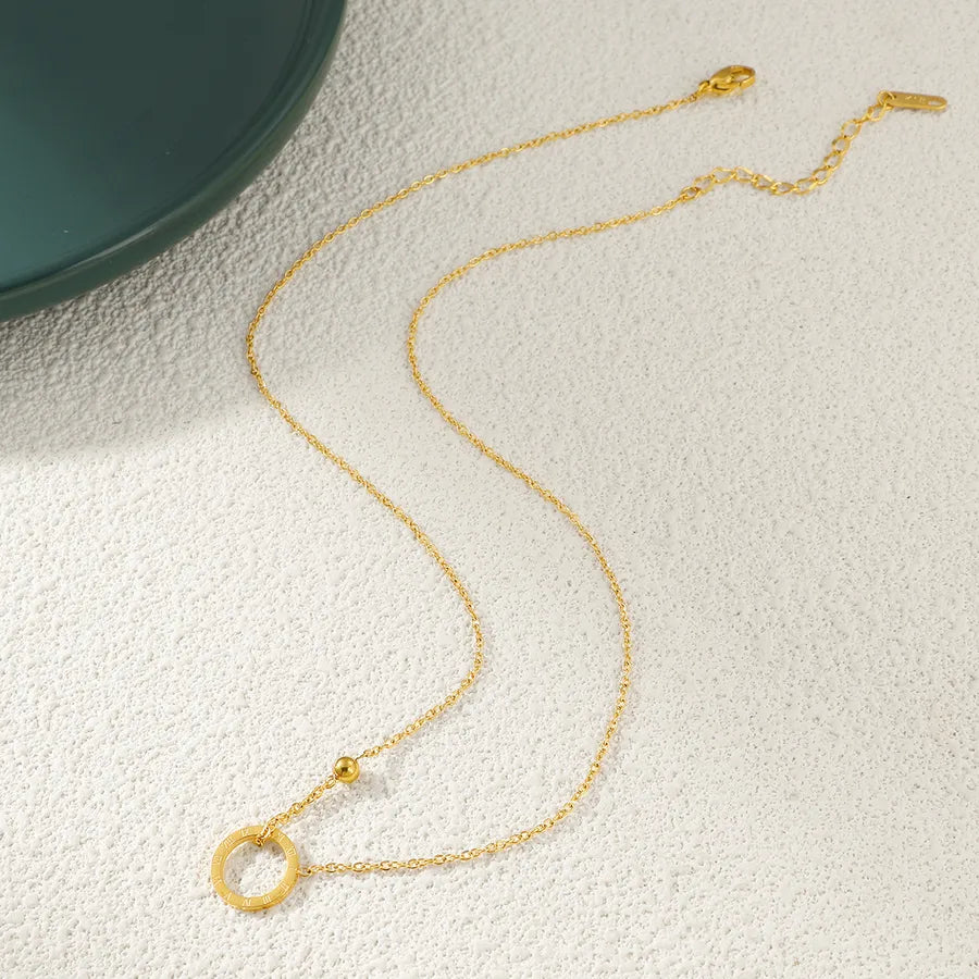 Minimalist Roman Numeral Ring Pendant Necklace