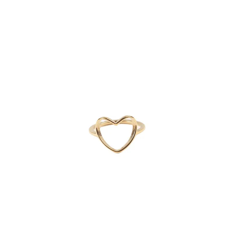 18K Gold Plated Hollow Heart Titanium Ring