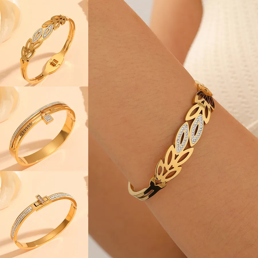 18K Gold PVD Geometric Stainless Steel Bangle