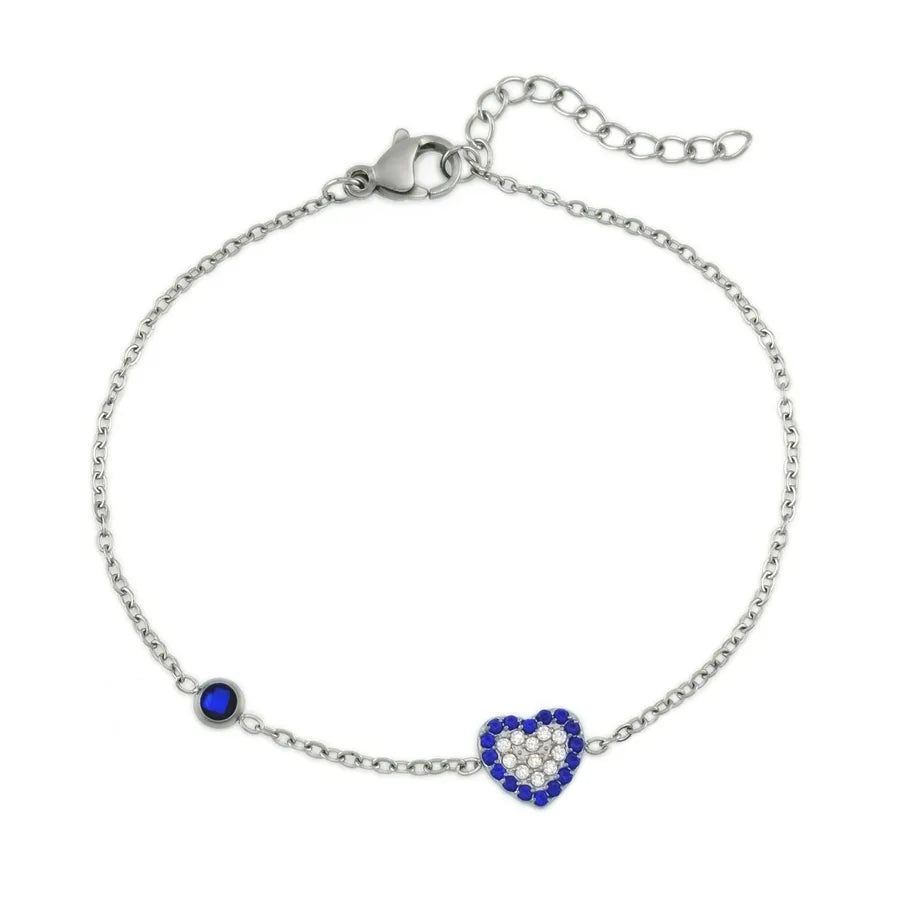 Heart-Shaped Zircon Titanium Steel Bracelet B0238S Love Bracelet