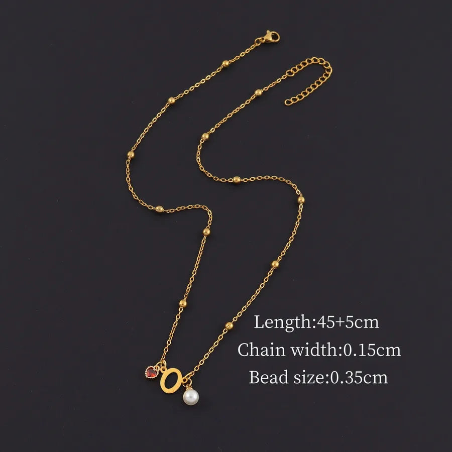 18K Gold Plated Heart & Letter Pendant Necklace Gold O