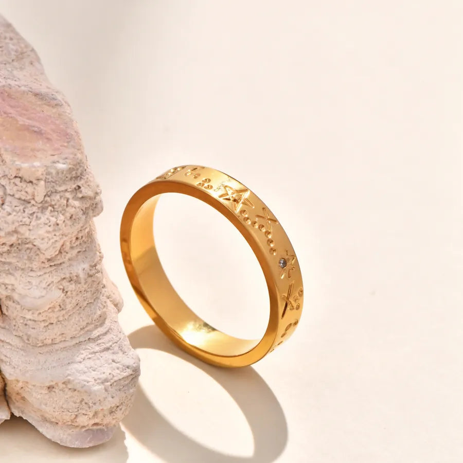 Gold-Plated Titanium Ring with Zircon for Women Gold 2