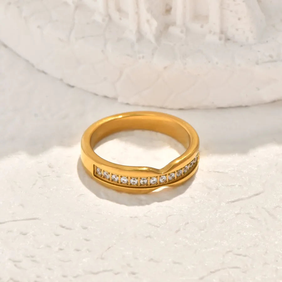 18K Gold Plated Geometric Zircon Ring Gold 3