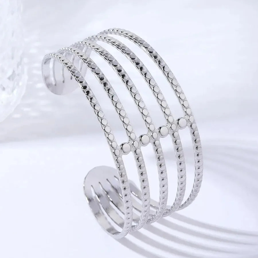 Unisex Titanium Steel Wide Cuff Bracelet WSZ017-1 Adjustable Opening