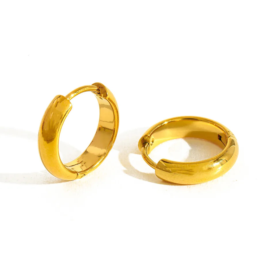 18K Gold Plated Geometric Round Stud Earrings