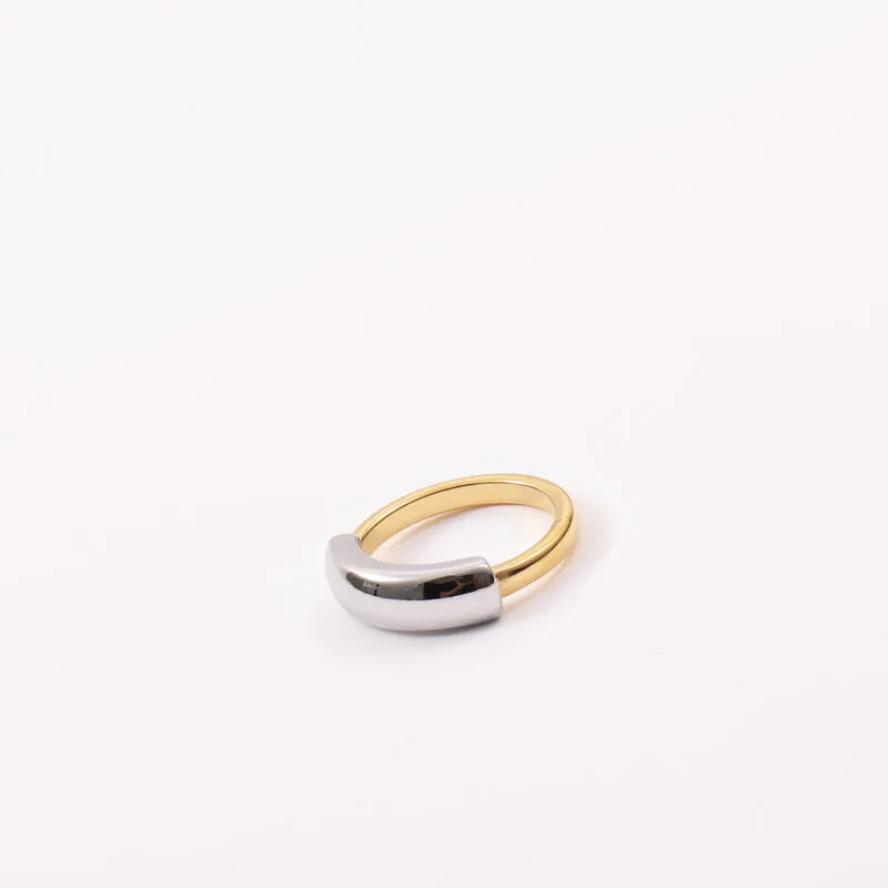 Two-Tone Titanium Steel Ring with 18K Gold Plating