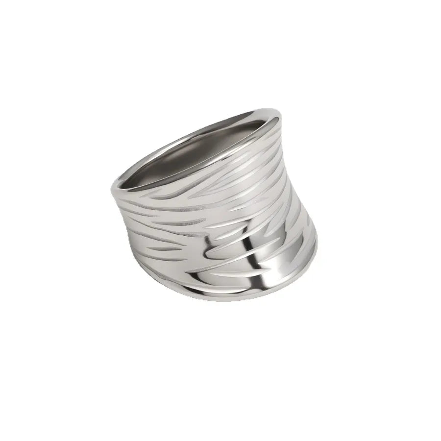 Geometric Wide Band Stainless Steel Ring