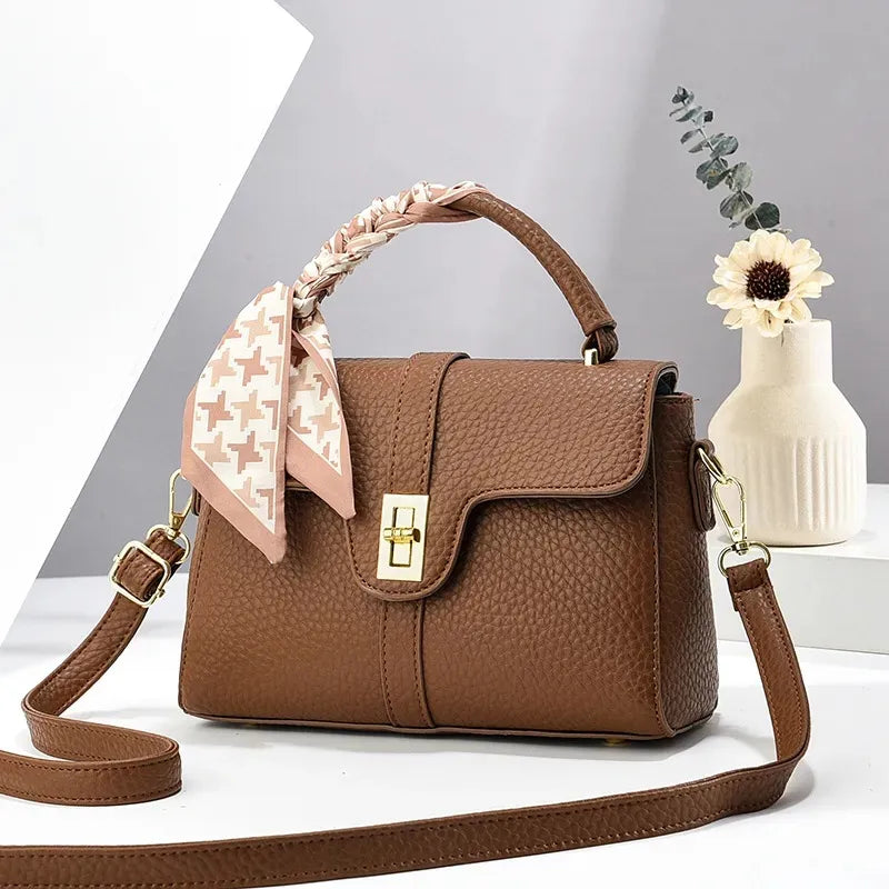 Stitched Faux Leather Square Crossbody Bag - Smiling Maria - Everything For Women