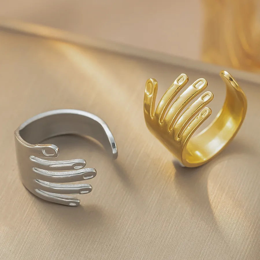 18K Gold Titanium Steel Geometric Open Ring